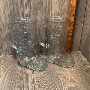 Pair of cowboy boot drink mugs- Glass